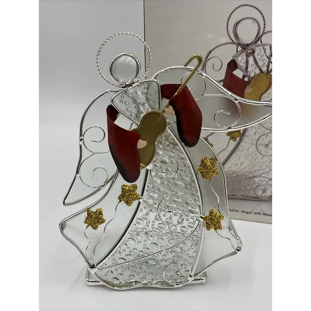 International Silver‎ Company Stained Glass Votive Angel With Mandolin EEC